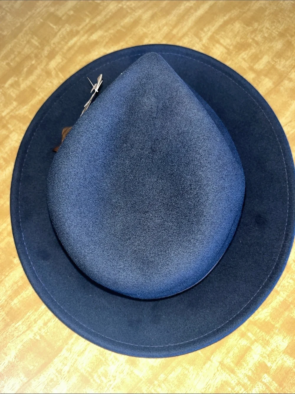 Goorin Bros. “The Doctor” Navy 100% Wool Fedora w/ Brown Band & Feather